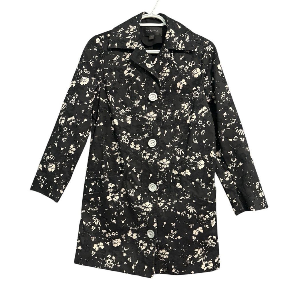 CARLISLE COLLECTION Floral Collared Button Front Spring Coat